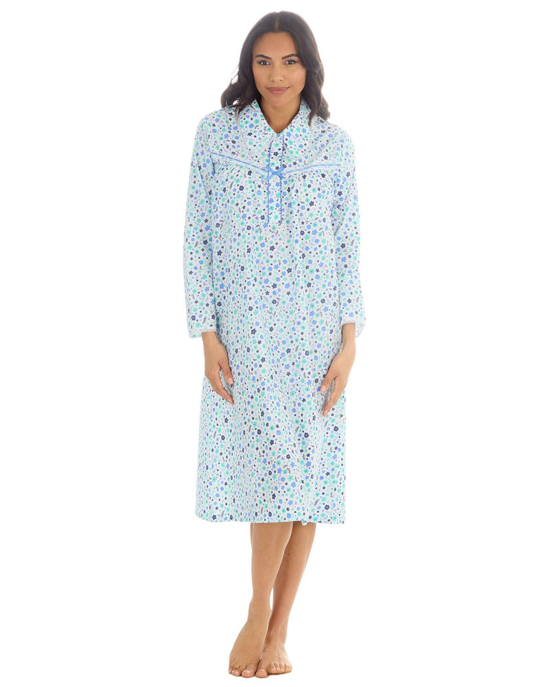 Womens Long Sleeve Woven Poplin Nightie