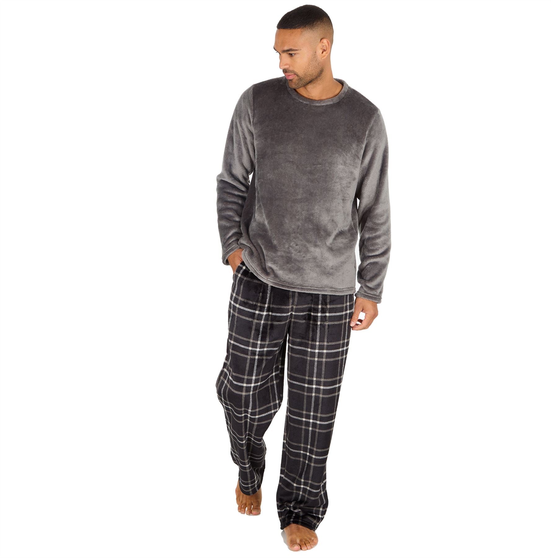 YUSHOW Set van 2 fleece pyjamabroeken voor heren, ultrazachte, geruite loungebroek met zakken, pyjamabroek, loungewear, pyjamabroek, L YUSHOW Set van 2 fleece pyjamabroeken voor heren, ultrazachte, geruite loungebroek met zakken, pyjamabroek, loungewear, pyjamabroek, L
