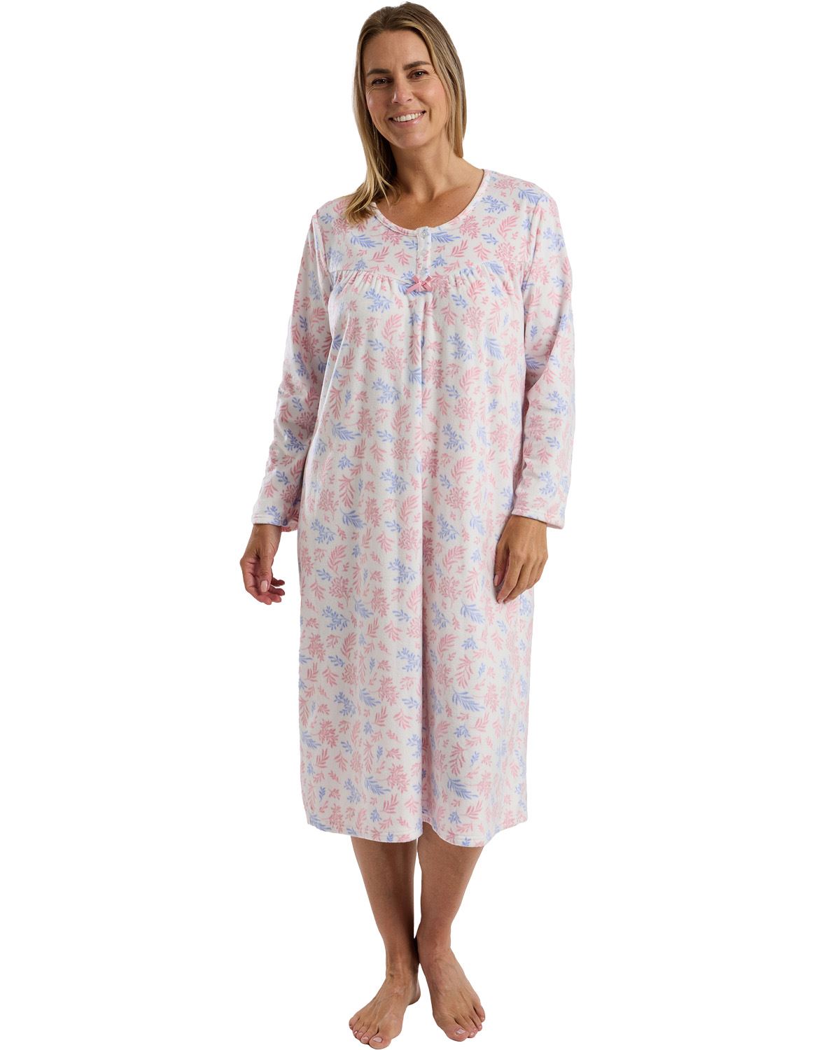 Marlon Womens Winter Leaf 40" Fleece Nightdress