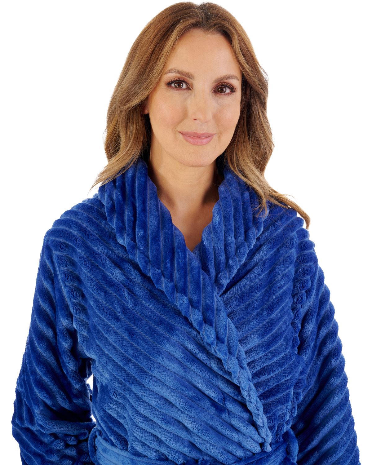 Slenderella Womens Supersoft Rib Fleece 46" Shawl Collar Wrap