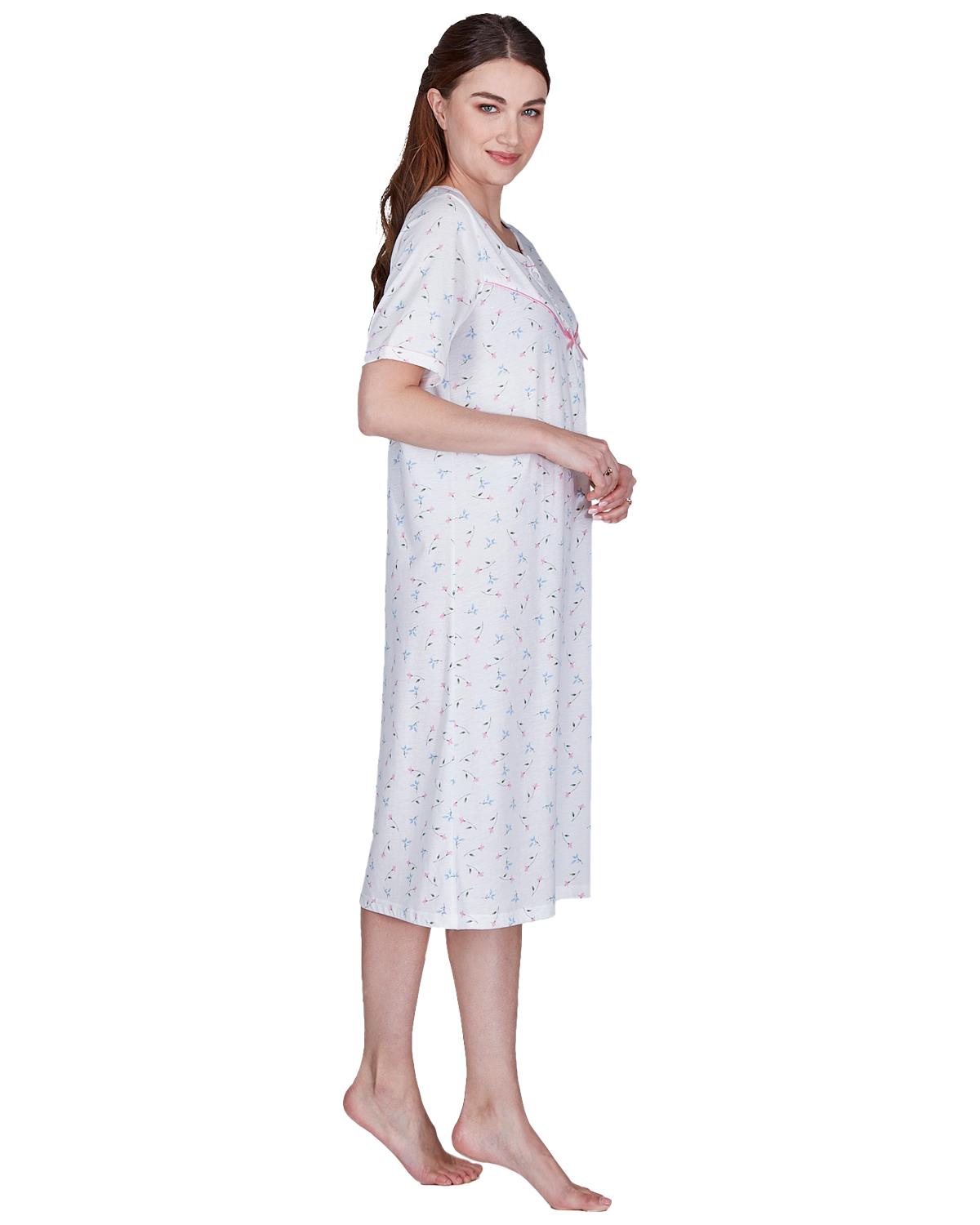 La Marquise Womens Flower Leaf Jersey Short Sleeve Nightie