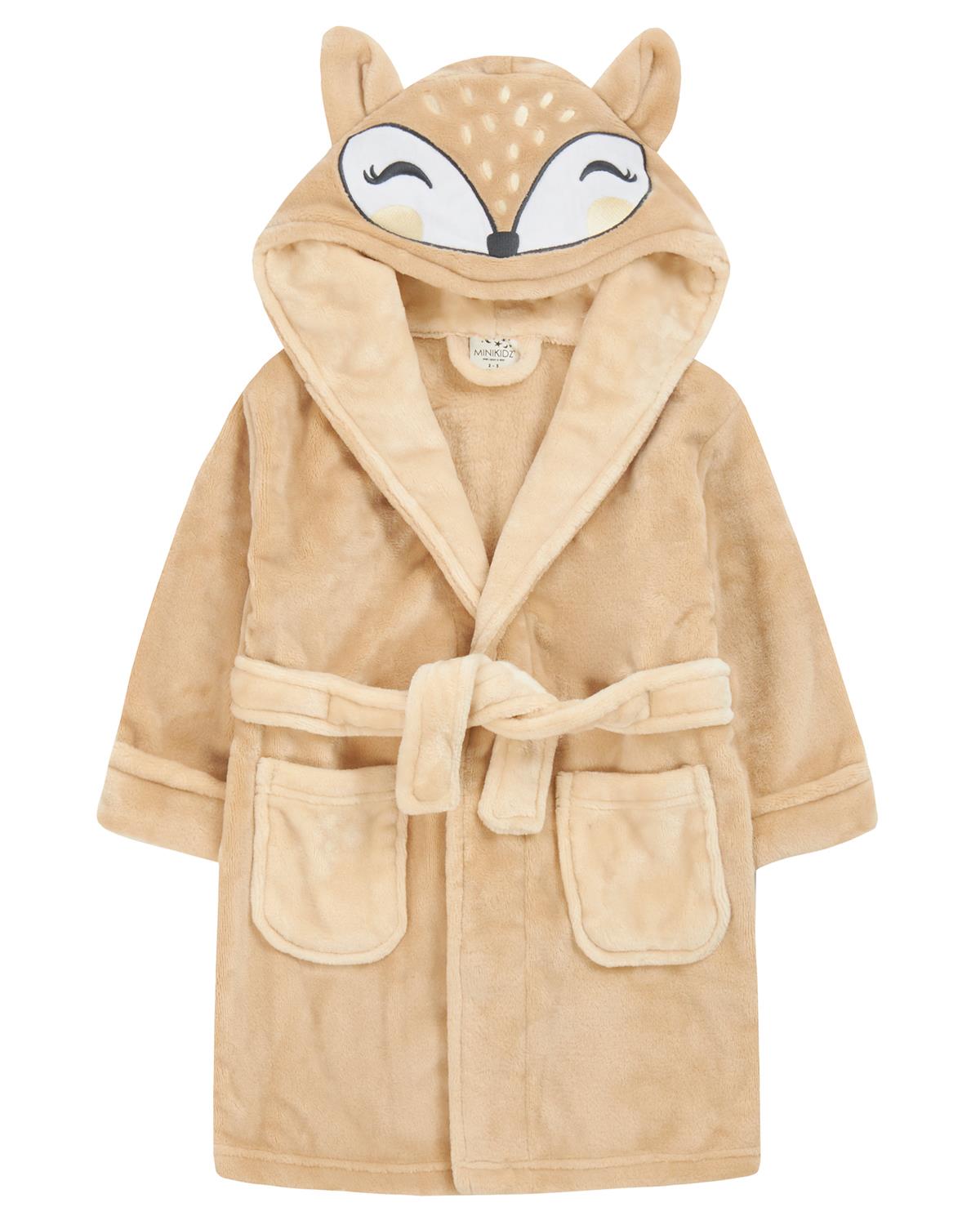 Girls Beige Fox Dressing Gown – Slumber Hut - Main Image