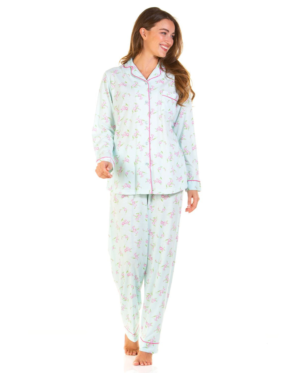 La Marquise Womens Primrose in Bloom Jersey Button Pyjamas – Slumber Hut