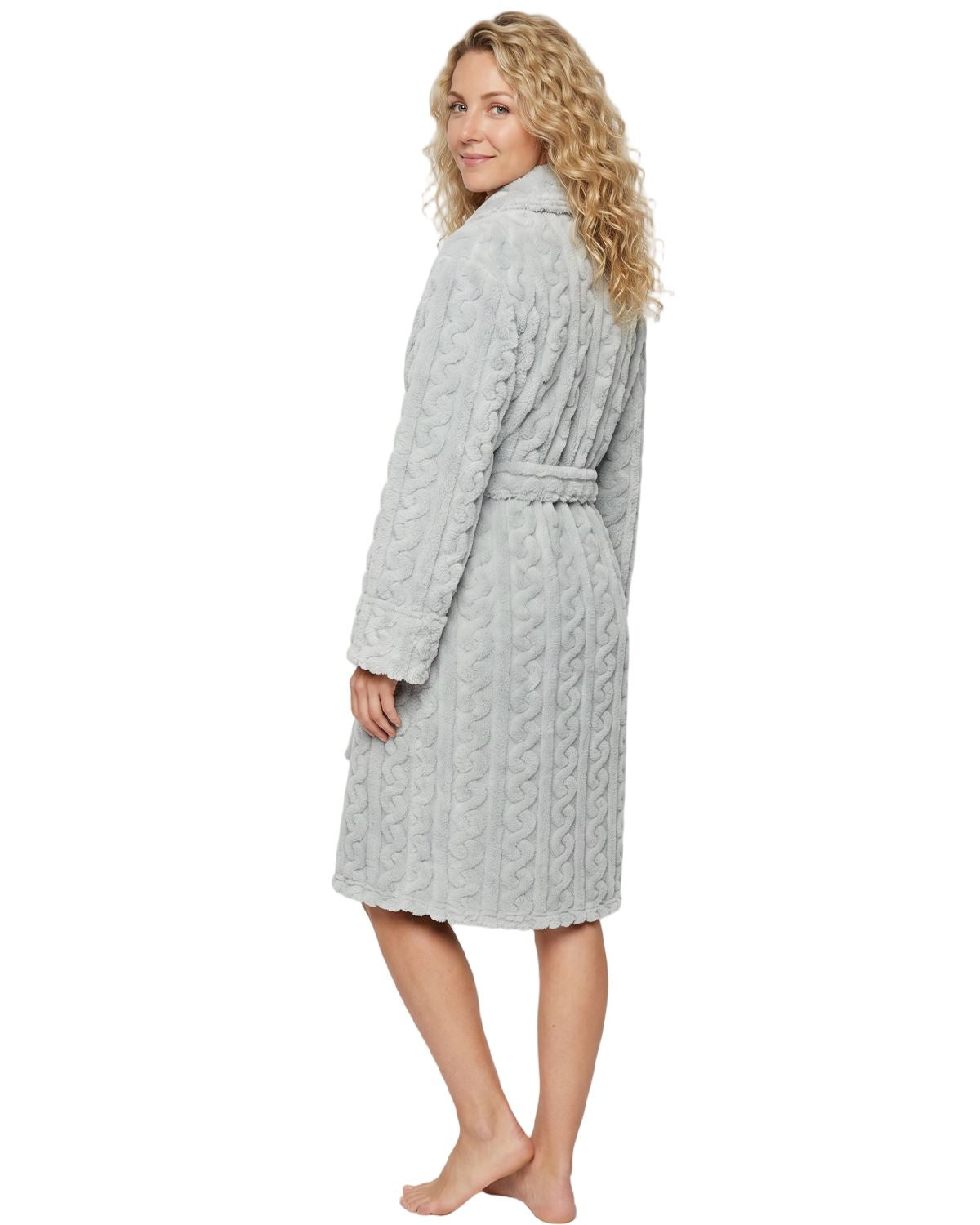 Indigo Sky Womens Cable Effect Fleece Robe