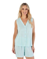 Slenderella Womens Sleeveless Textured Woven Short Pyjamas
