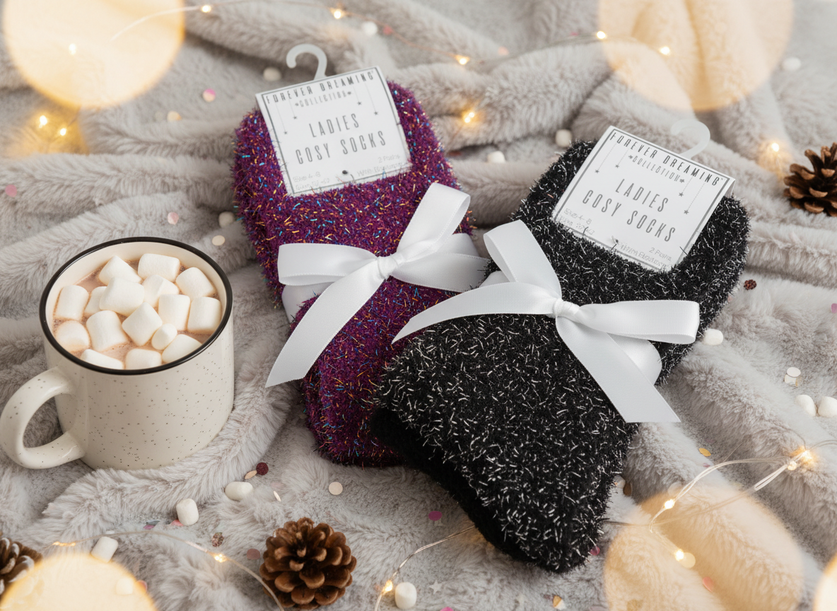 Forever Dreaming 4 Pack Fluffy Glitter Socks