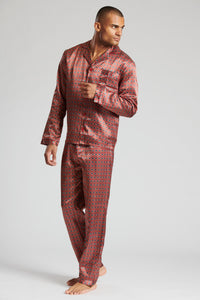 Loungeable Mens Satin Paisley Print Tailored Pyjamas