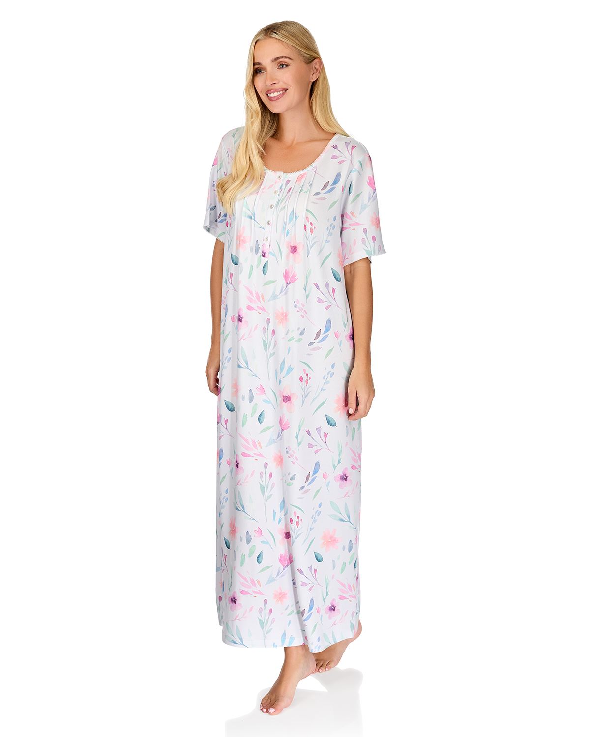 La Marquise Womens 'Watercolours' 43" & 50" Short Sleeve Nightie