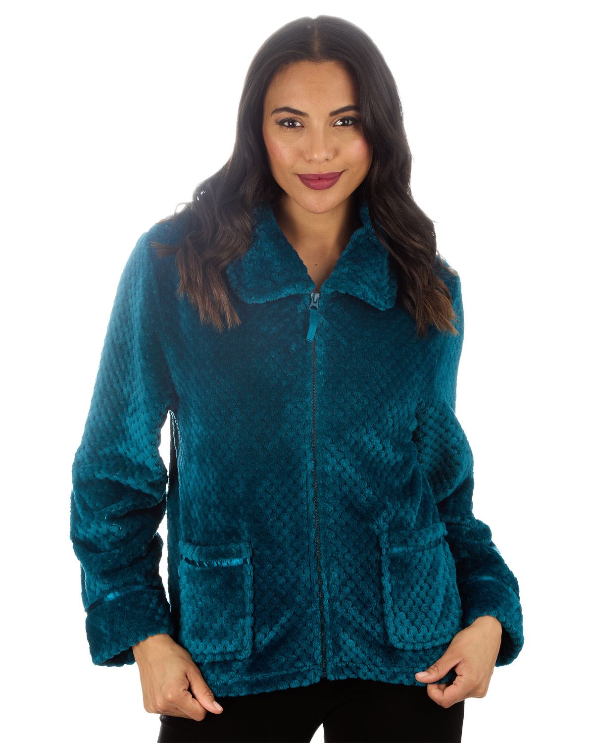 Undercover Womens Waffle Fleece Zip Bed Jacket