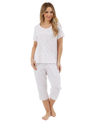 Marlon Womens Harvest Floral Jersey Cropped Pyjamas