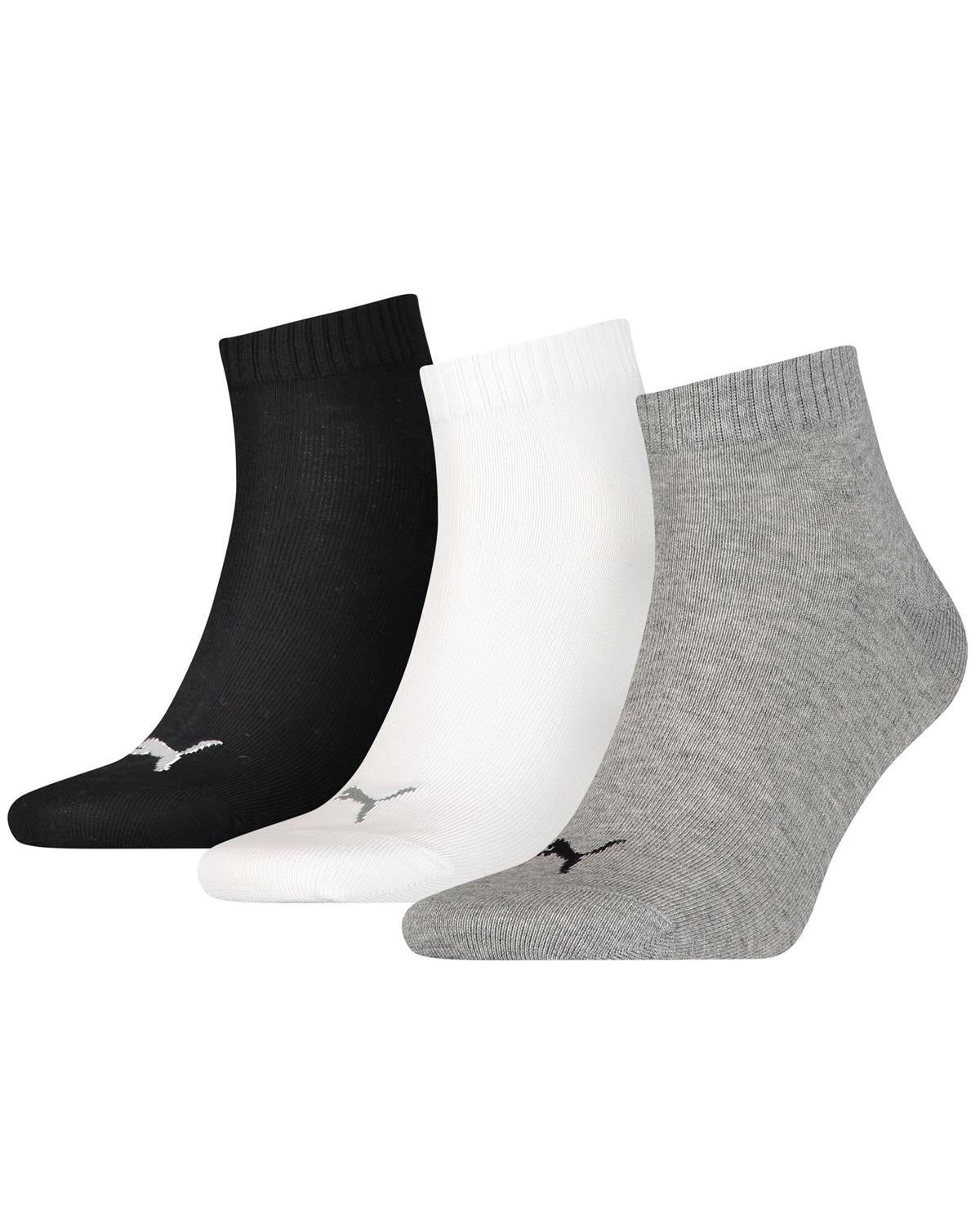 Puma Unisex 3 Pack Cotton Quarter Socks