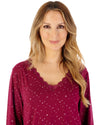 Gaspe by Slenderella Womens 40" Supersoft Long Sleeve Star Print Nightdress