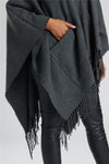 South Beach Womens Knitted Fringe Poncho