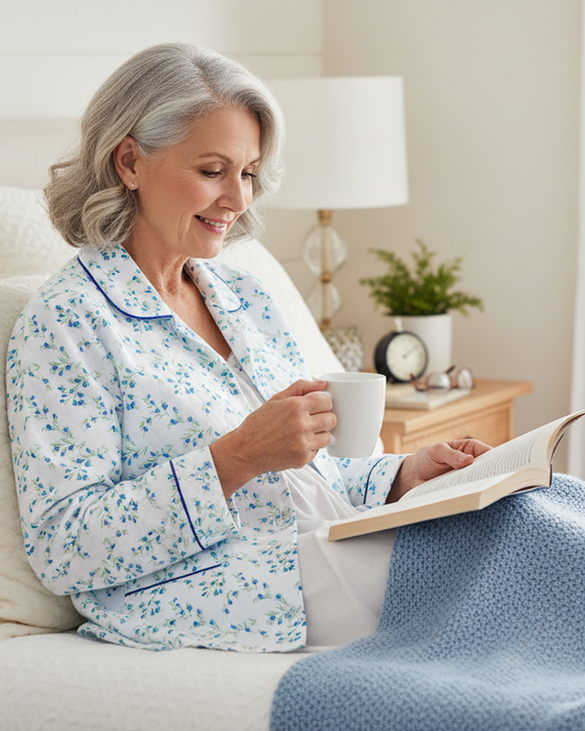 La Marquise Womens 'Moonlit Tulip' Mock Quilt Button Bed Jacket