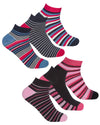 Womens 6 Pack Cotton Rich Stripe Mix Trainer Socks