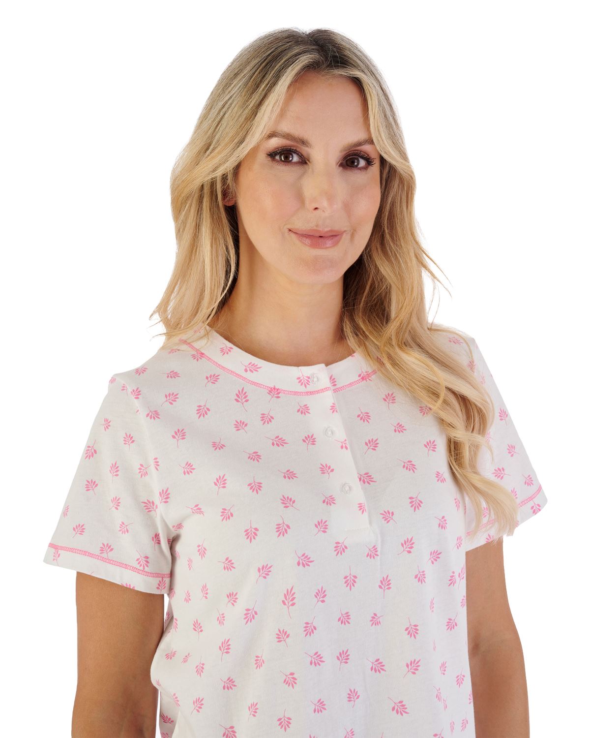Slenderella Womens Leaf Print Jersey Pyjamas