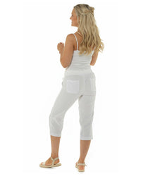 Indigo Roc Womens Cropped Linen Trousers