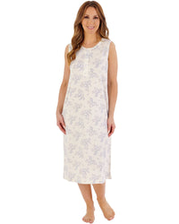 Slenderella Womens Bamboo Cotton Floral 42" Sleeveless Nightdress