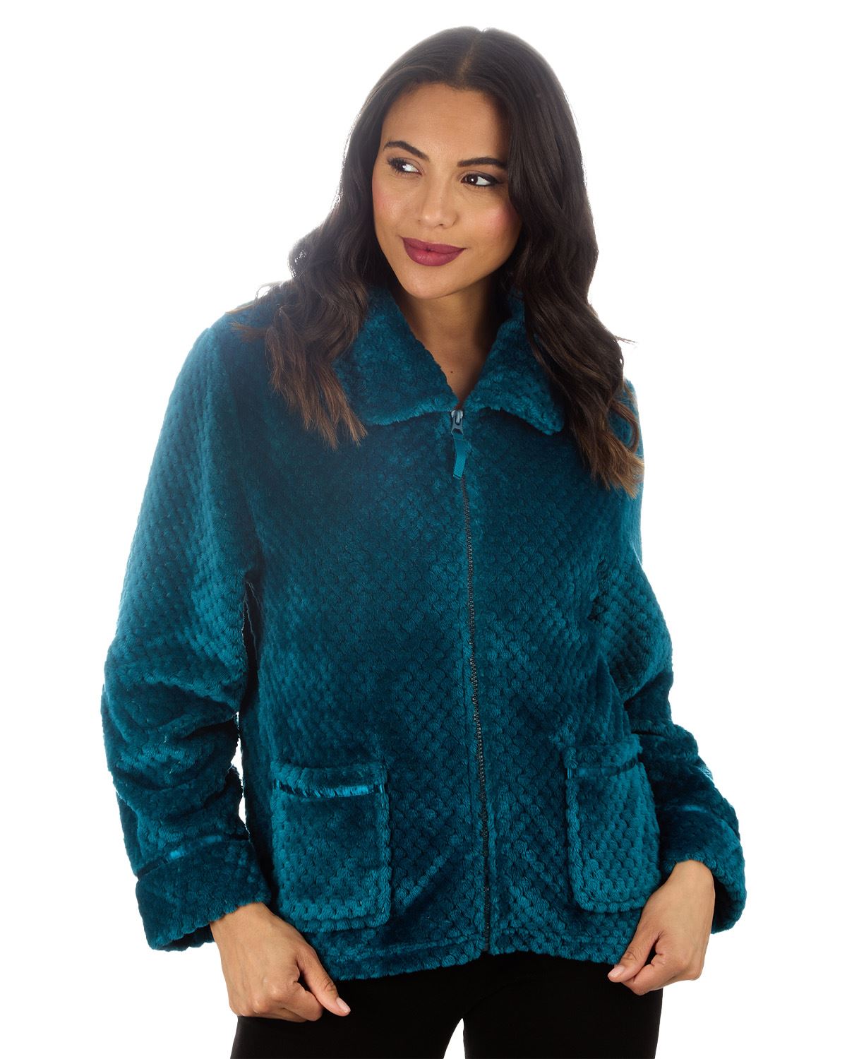 Undercover Womens Waffle Fleece Zip Bed Jacket