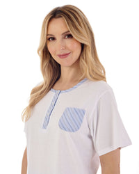 Slenderella Womens Classic Stripe Seersucker Woven Cropped Pyjamas