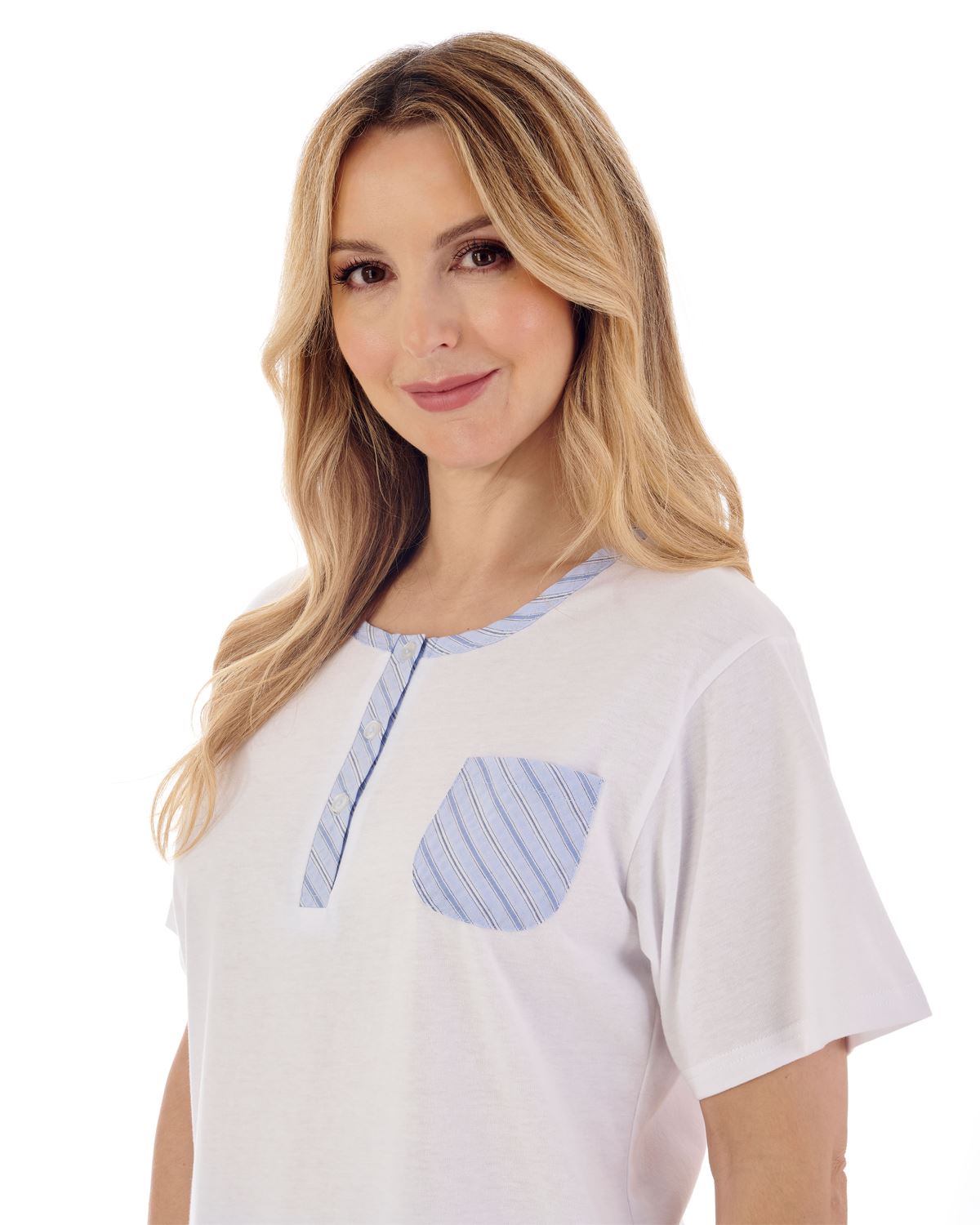 Slenderella Womens Classic Stripe Seersucker Woven Cropped Pyjamas