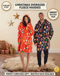 Huggable Unisex Christmas Print Oversized Hoodie