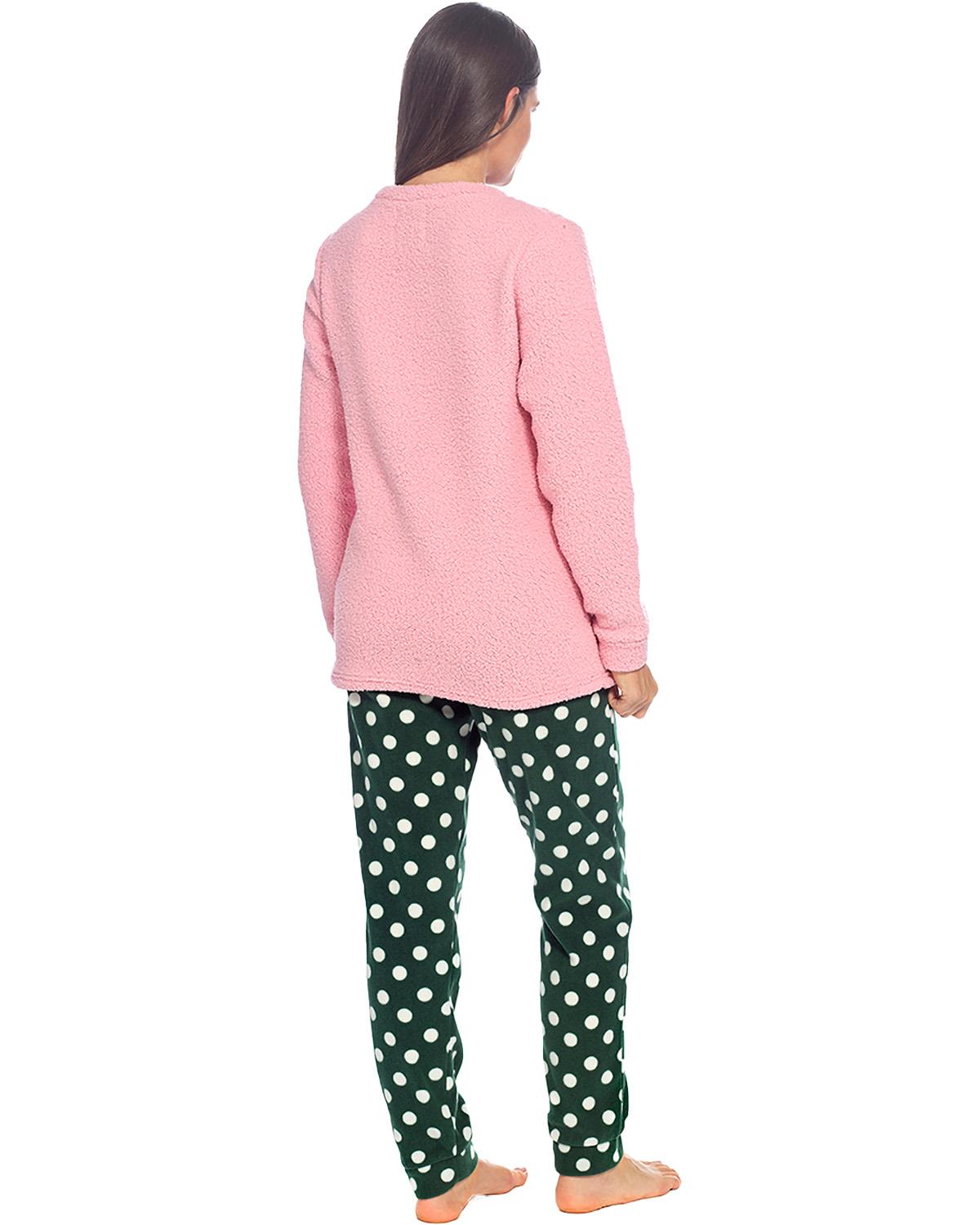 Wolf and Harte Womens Polar Bear Sherpa Top with Fleece Pants Pyjamas