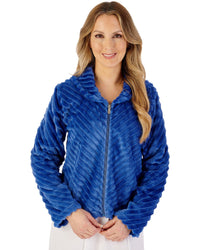 Slenderella Womens Supersoft Diagonal Rib Fleece Zip Bedjacket