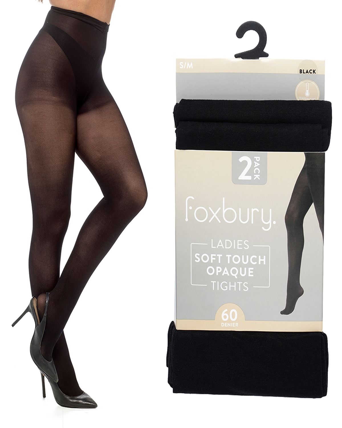 Foxbury Womens 6 Pack 60 Denier Soft Touch Opaque Tights