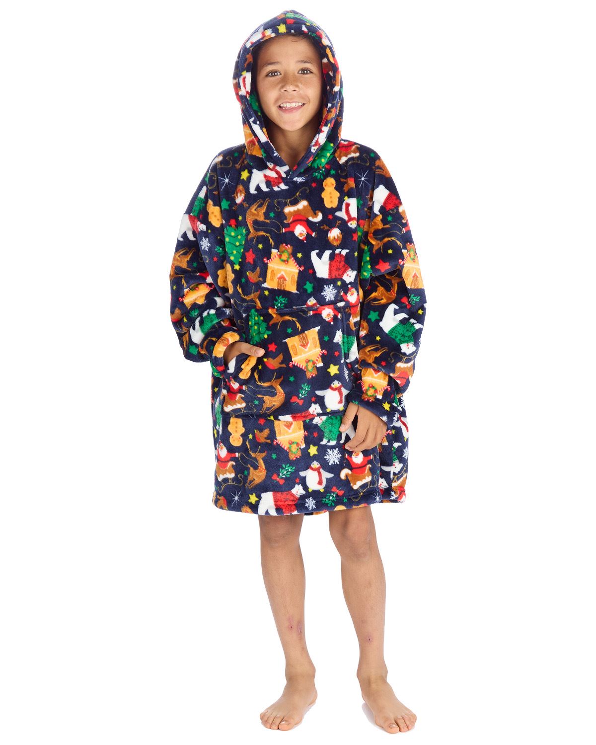 Huggable Unisex Christmas Print Oversized Hoodie