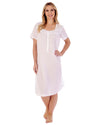 Slenderella Womens 42" Dobby Dot Short Sleeve 100% Cotton Nightie