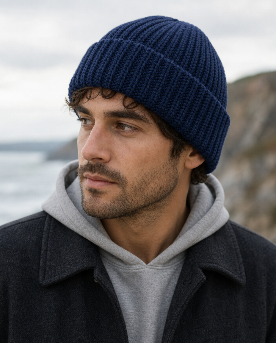 Pro Climate Mens Turn Up Chunky Knit Beanie Hat