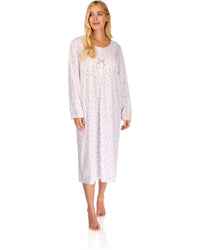 La Marquise Womens 'Vintage Blossoms' Long Sleeve Jersey Nightie