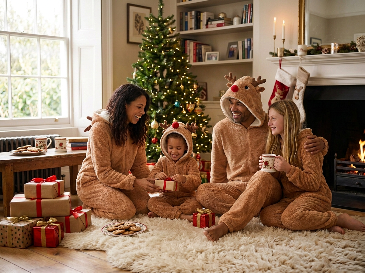 Kids Brown Sherpa Reindeer Onesie