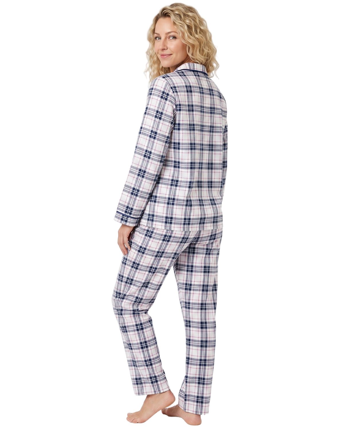 Indigo Sky Womens 100% Cotton Wincyette Button Pyjamas