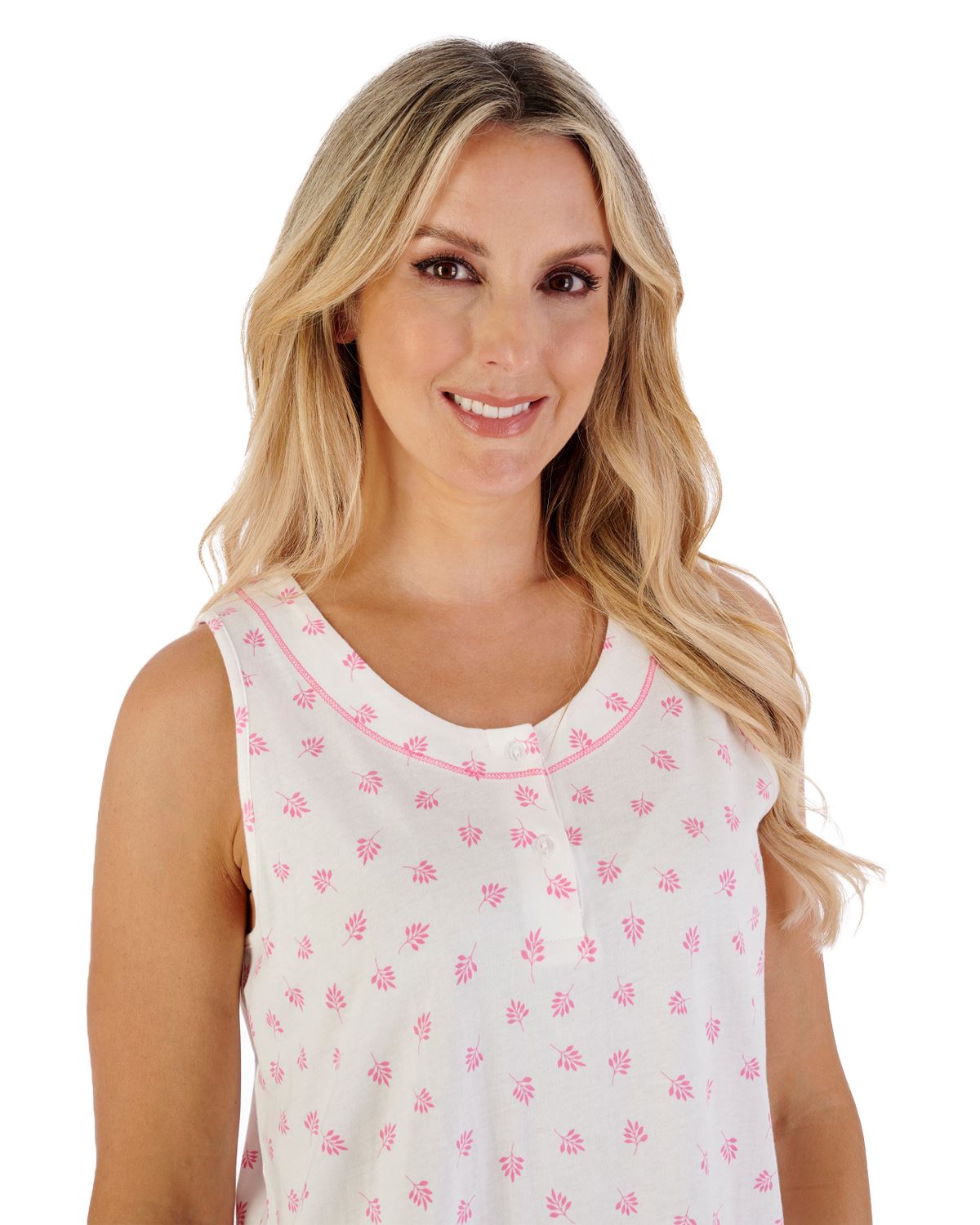 Slenderella Womens 38" Leaf Print Jersey Nightdress