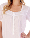 Slenderella Womens 42" Dobby Dot Short Sleeve 100% Cotton Nightie
