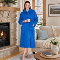 La Marquise Womens Diamond Jacquard Button Fleece Robe