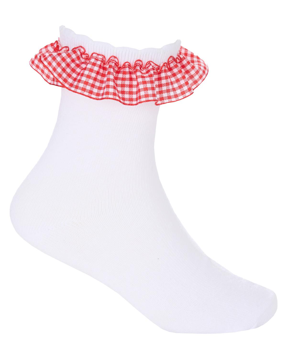 Girls 6 Pack Gingham Lace Socks