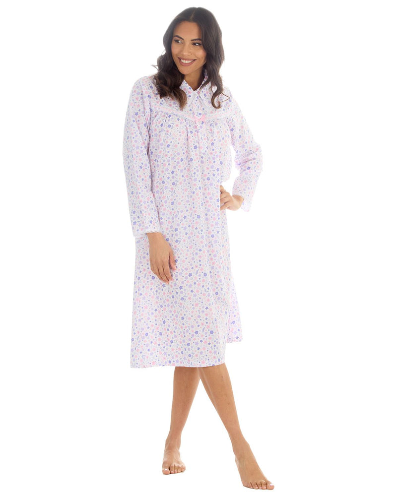 Womens Long Sleeve Woven Poplin Nightie