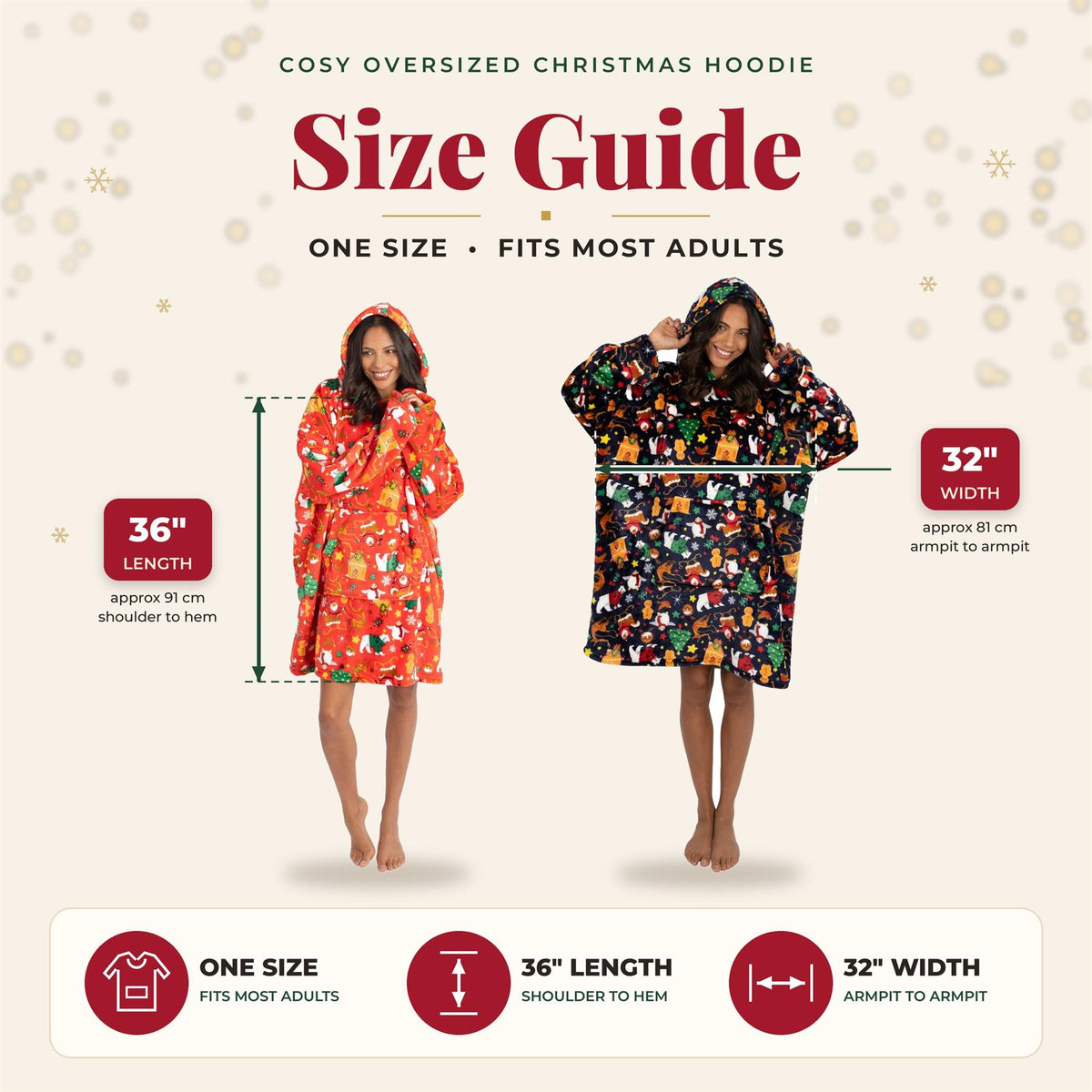 Huggable Unisex Christmas Print Oversized Hoodie