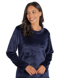 Forever Dreaming Womens Ribbed Stripe Fleece Lounge Set