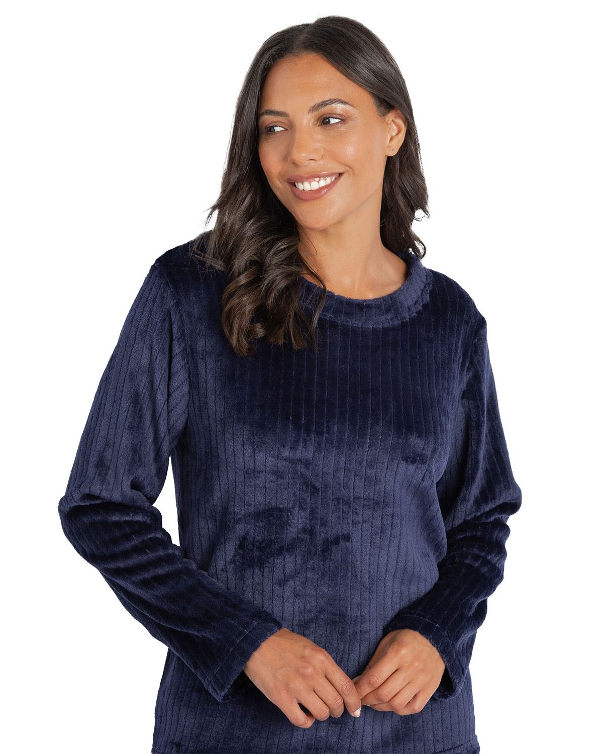 Forever Dreaming Womens Ribbed Stripe Fleece Lounge Set