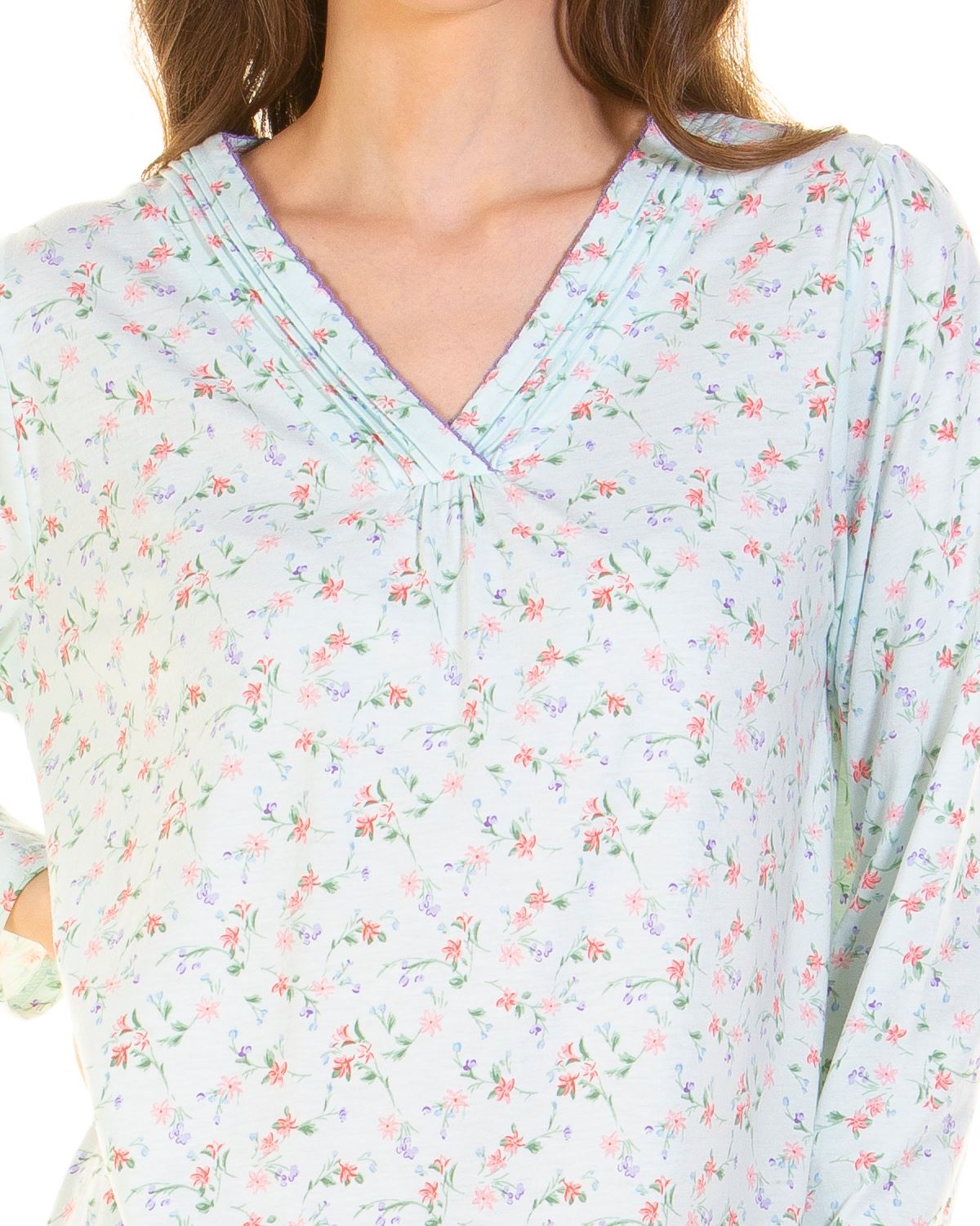 La Marquise Womens Pleated Susan Long Sleeve Nightie