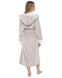 Womens Polished Fleece Sherpa Trim Dressing Gown