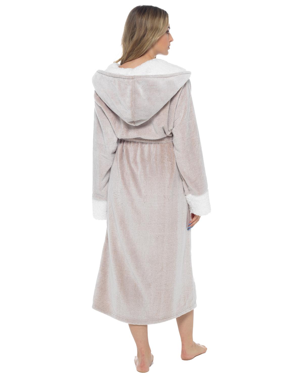 Womens Polished Fleece Sherpa Trim Dressing Gown