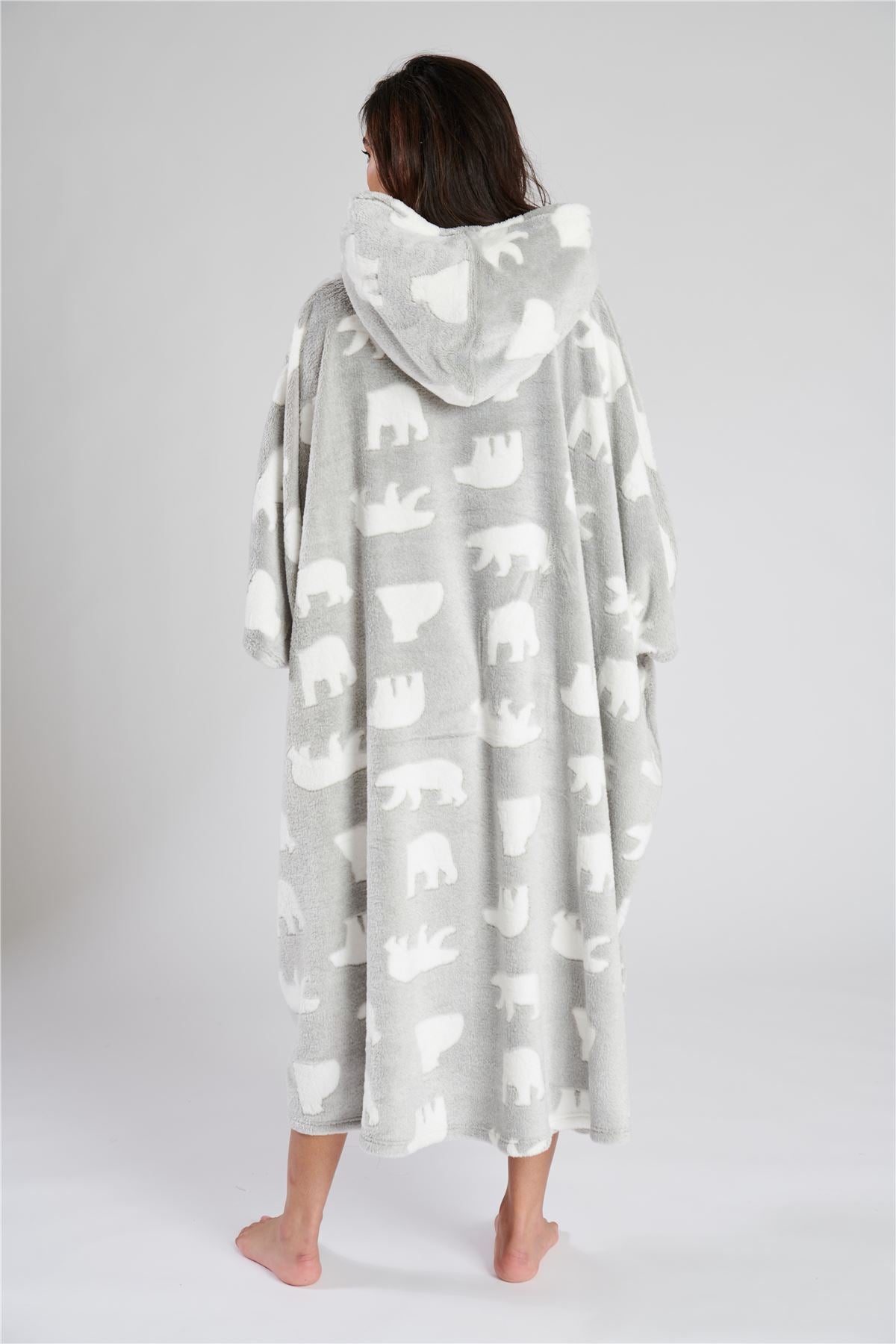 Loungeable Adults Polar Bear Fleece Hooded Long Poncho