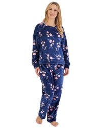Slenderella Womens Floral Pattern Fleece Pyjamas