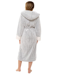 Womens Textured Fleece Sherpa Trim Dressing Gown