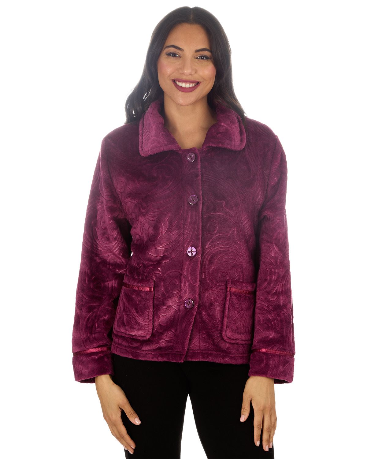 Ladies Embossed Button Bed Jacket